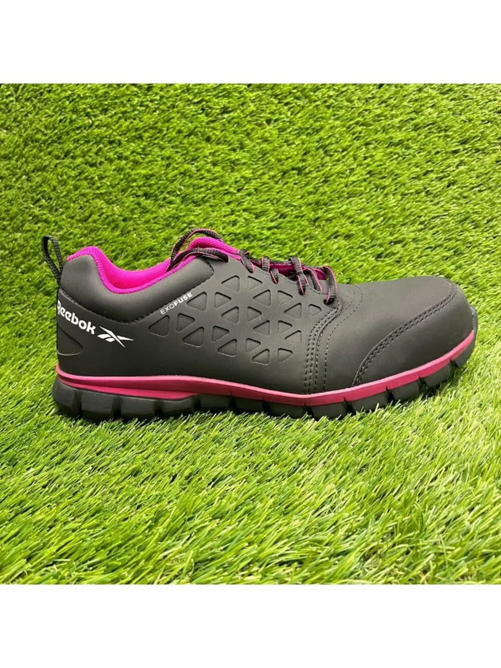Reebok Sublite Cushion Womens Size 11W Black Pink Composite Toe Safety Work Shoe